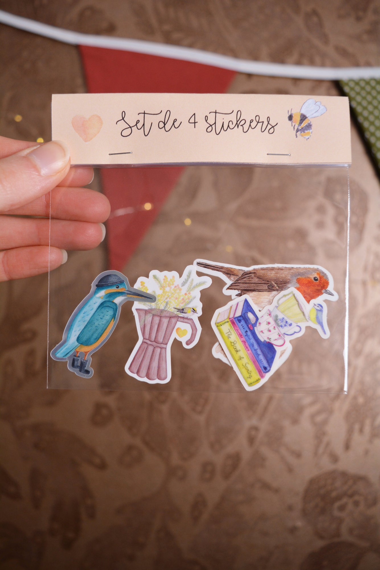 Set de 4 stickers de printemps