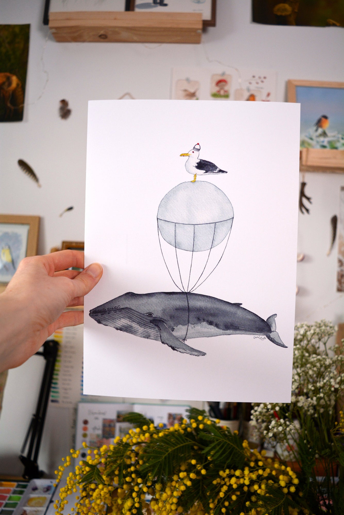 affiche A4 baleine montgolfiere