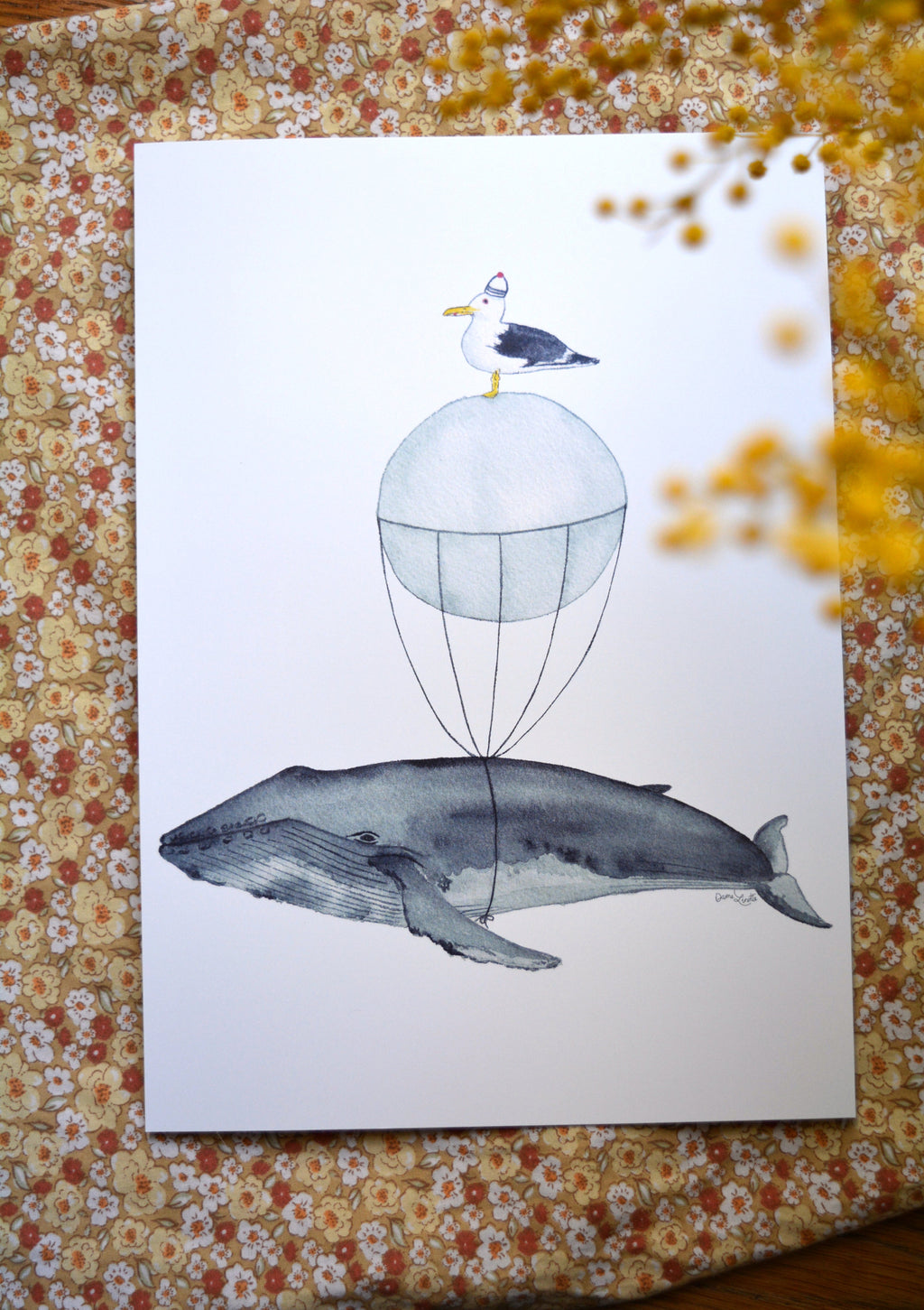 affiche A4 baleine montgolfiere