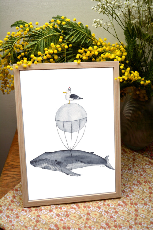 affiche A4 baleine montgolfiere