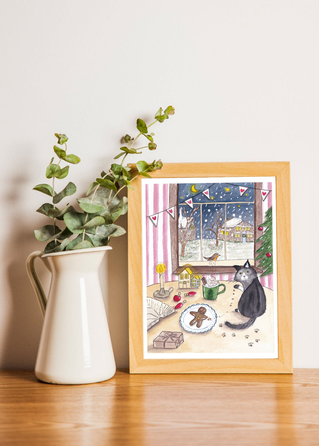 affiche encadrée chat de noël