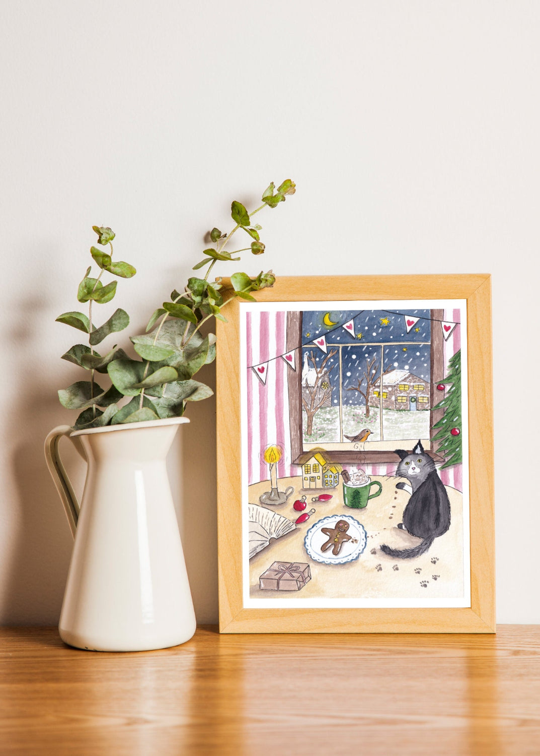 affiche encadrée chat de noël