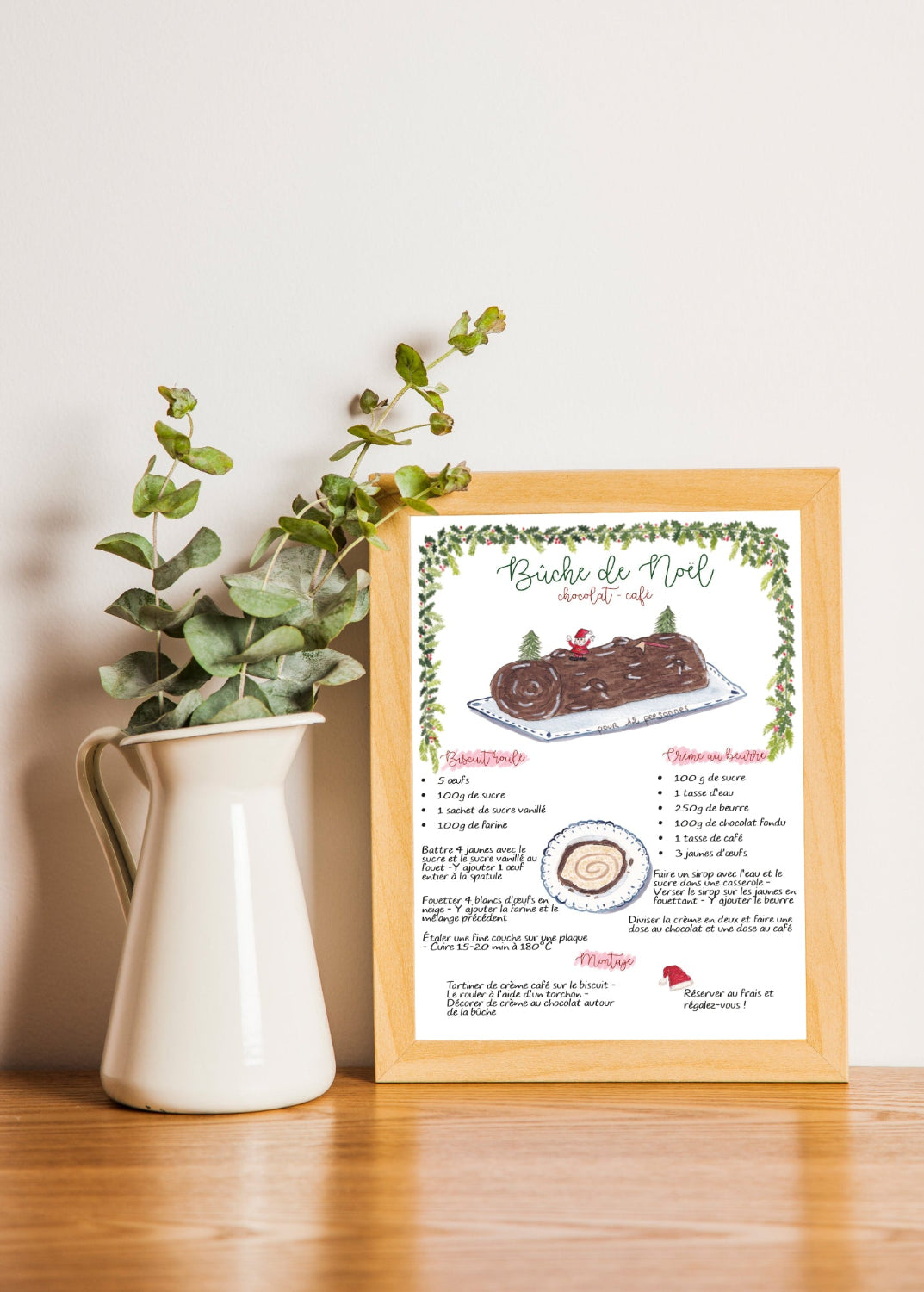 affiche encadrée recette buche de noël