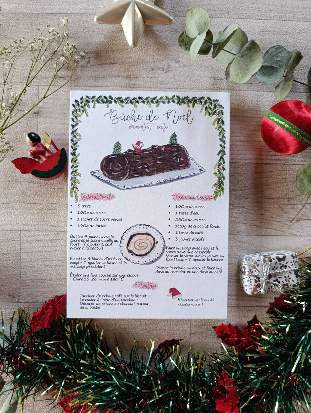 recette buche de noël en format affiche