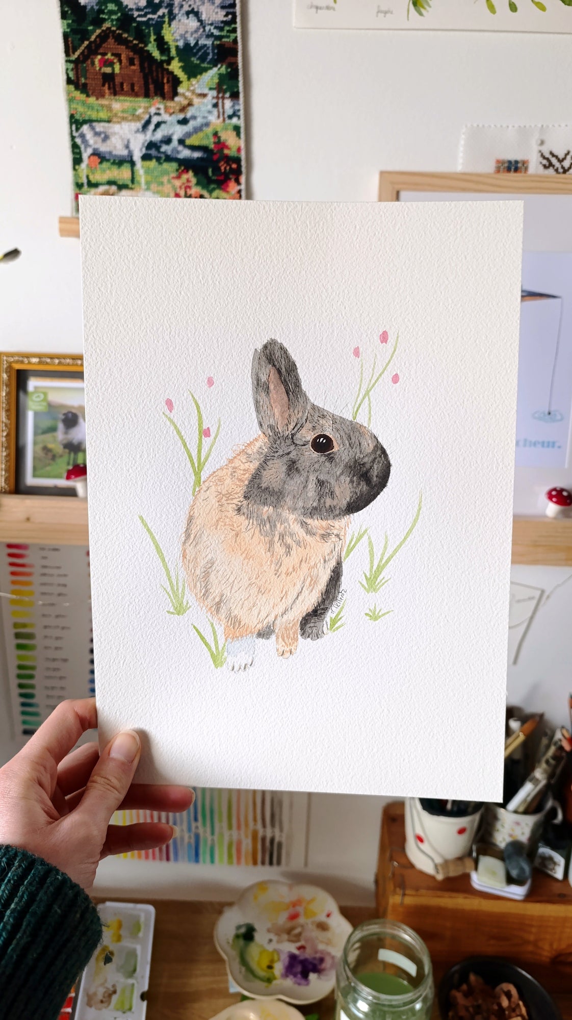 aquarelle personnalisée lapin