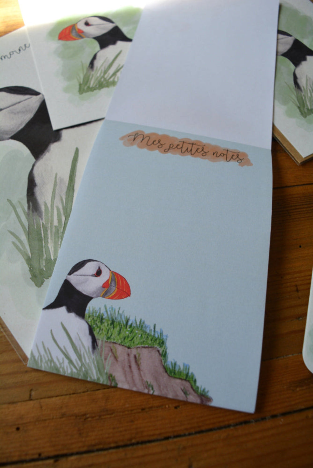 bloc note macareux ouvert