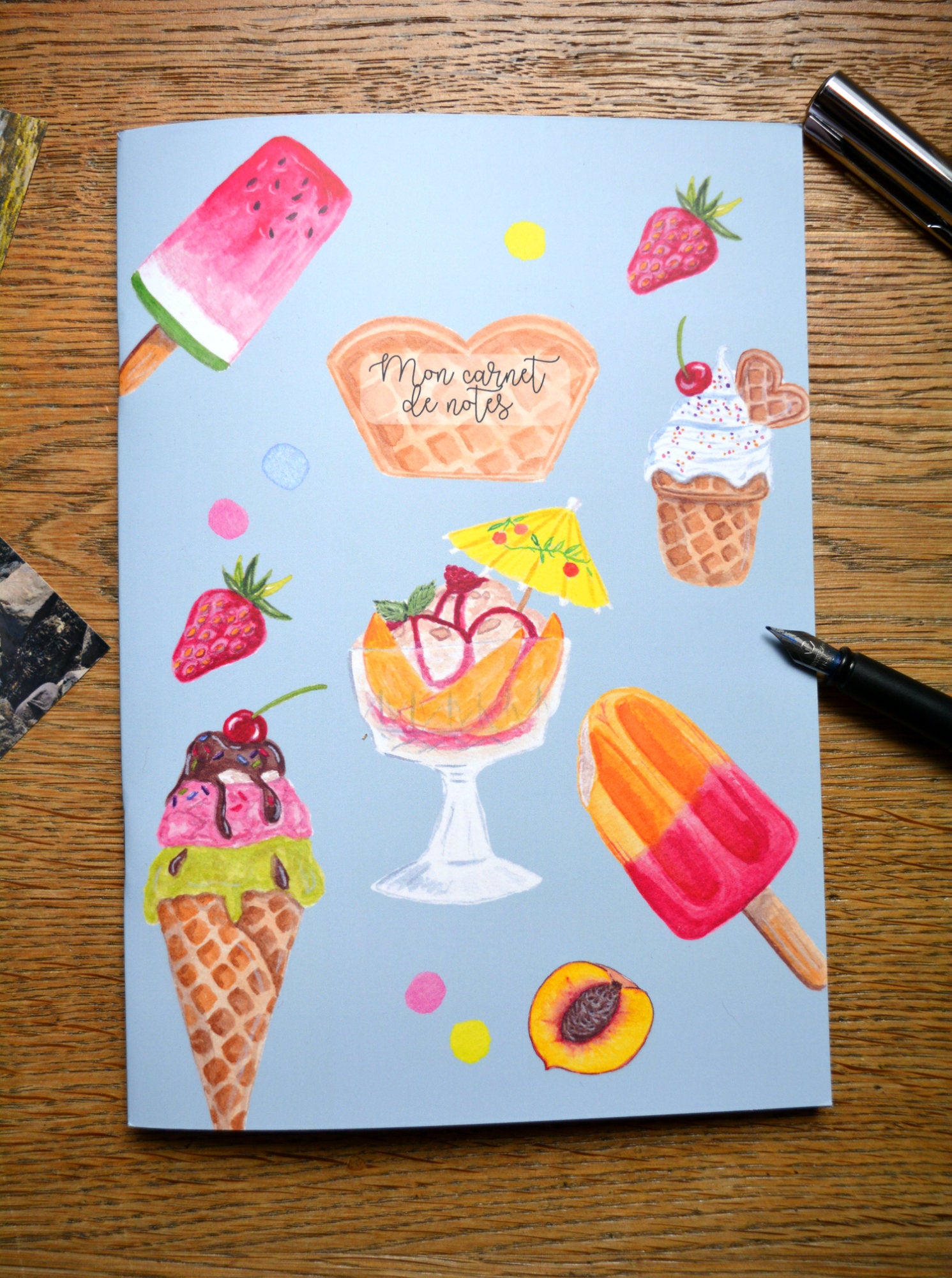 carnet de notes motif glaces