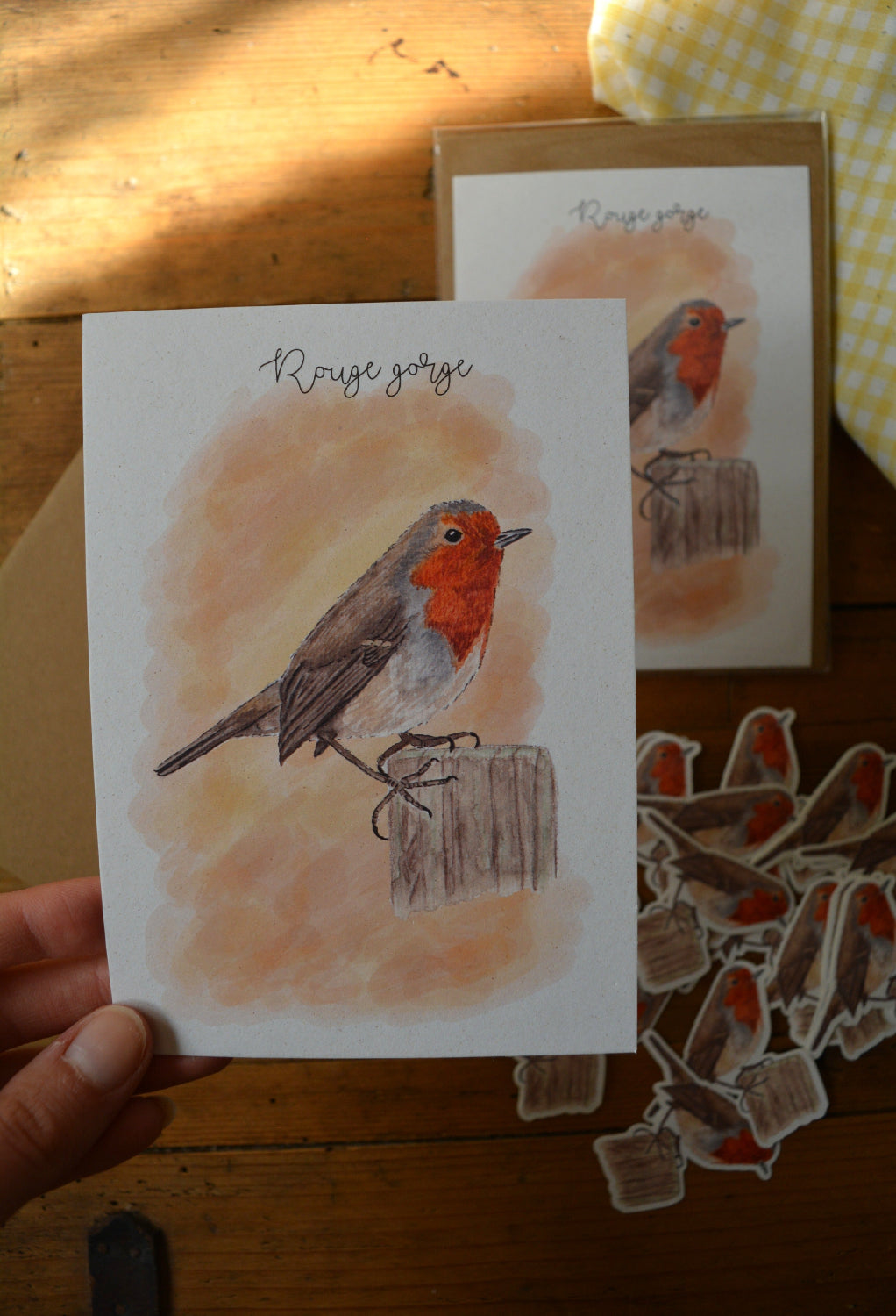 carte postale rouge gorge