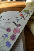 marque page printemps avec des oiseaux et des fleurs