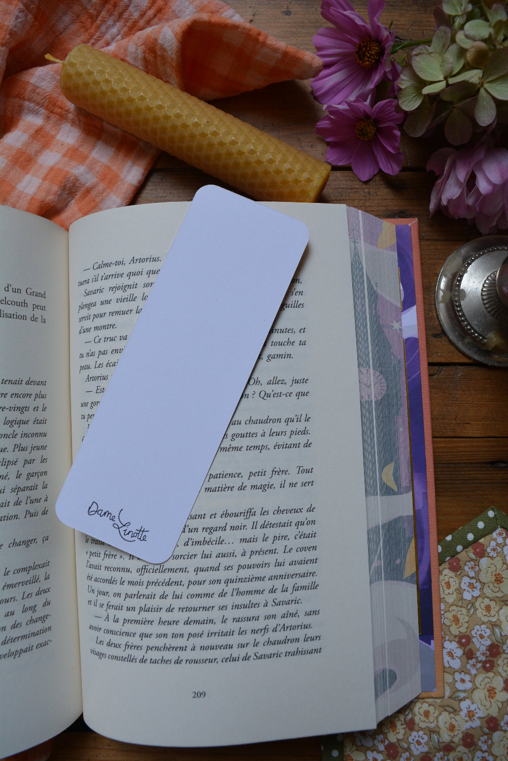 marque page sorcière automne verso blanc tampon dame linotte