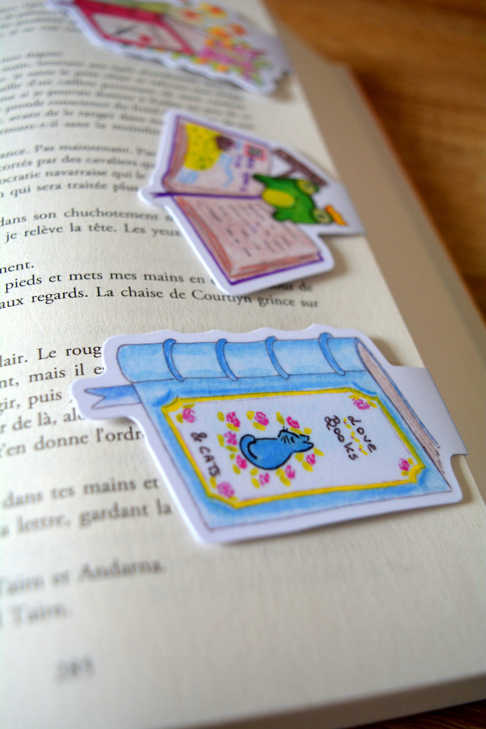 marque page magnetique chat et livre
