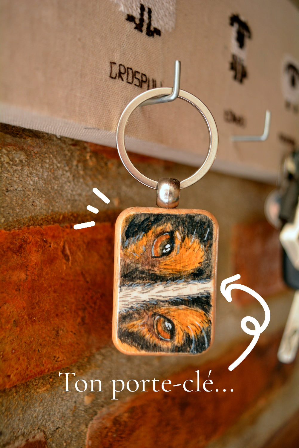 porte cle personnalise regard chien chat
