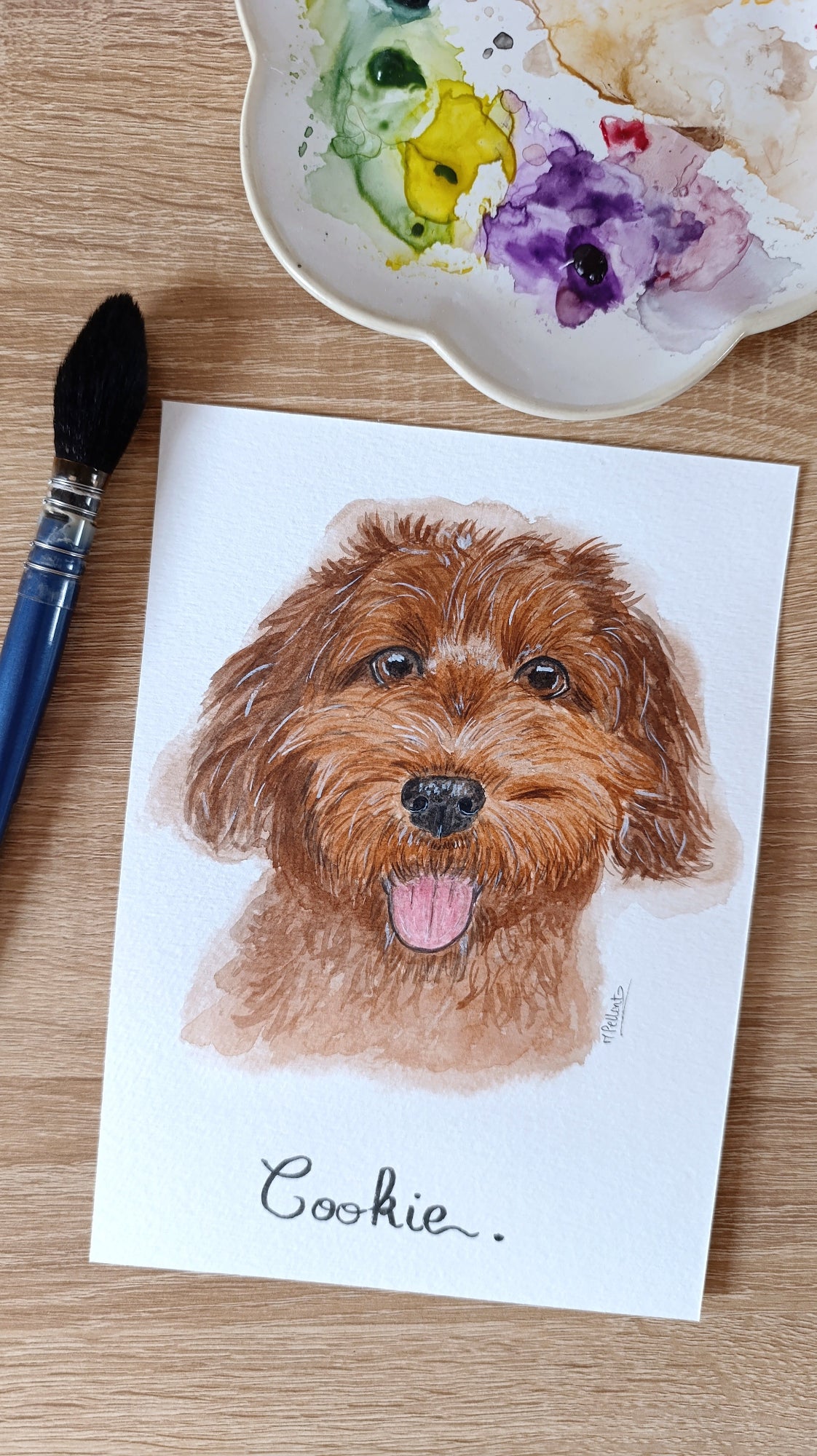 portrait chien marron aquarelle