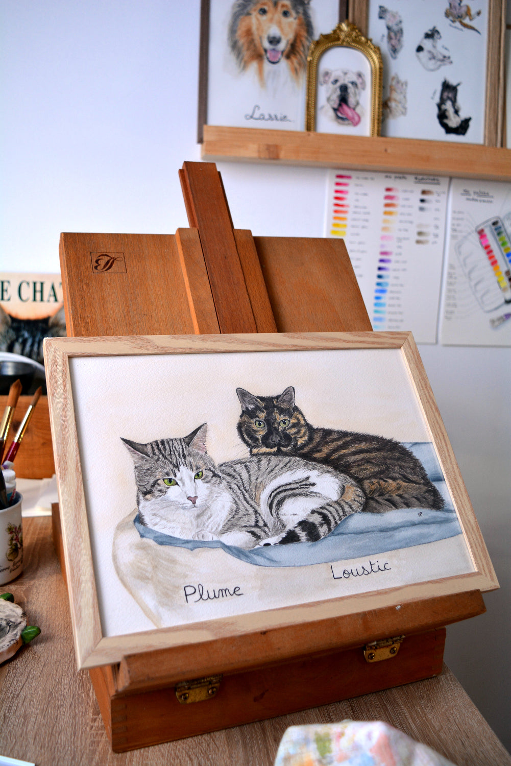portrait deux chats cadre