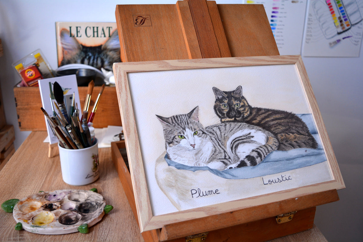 portrait deux chats cadre