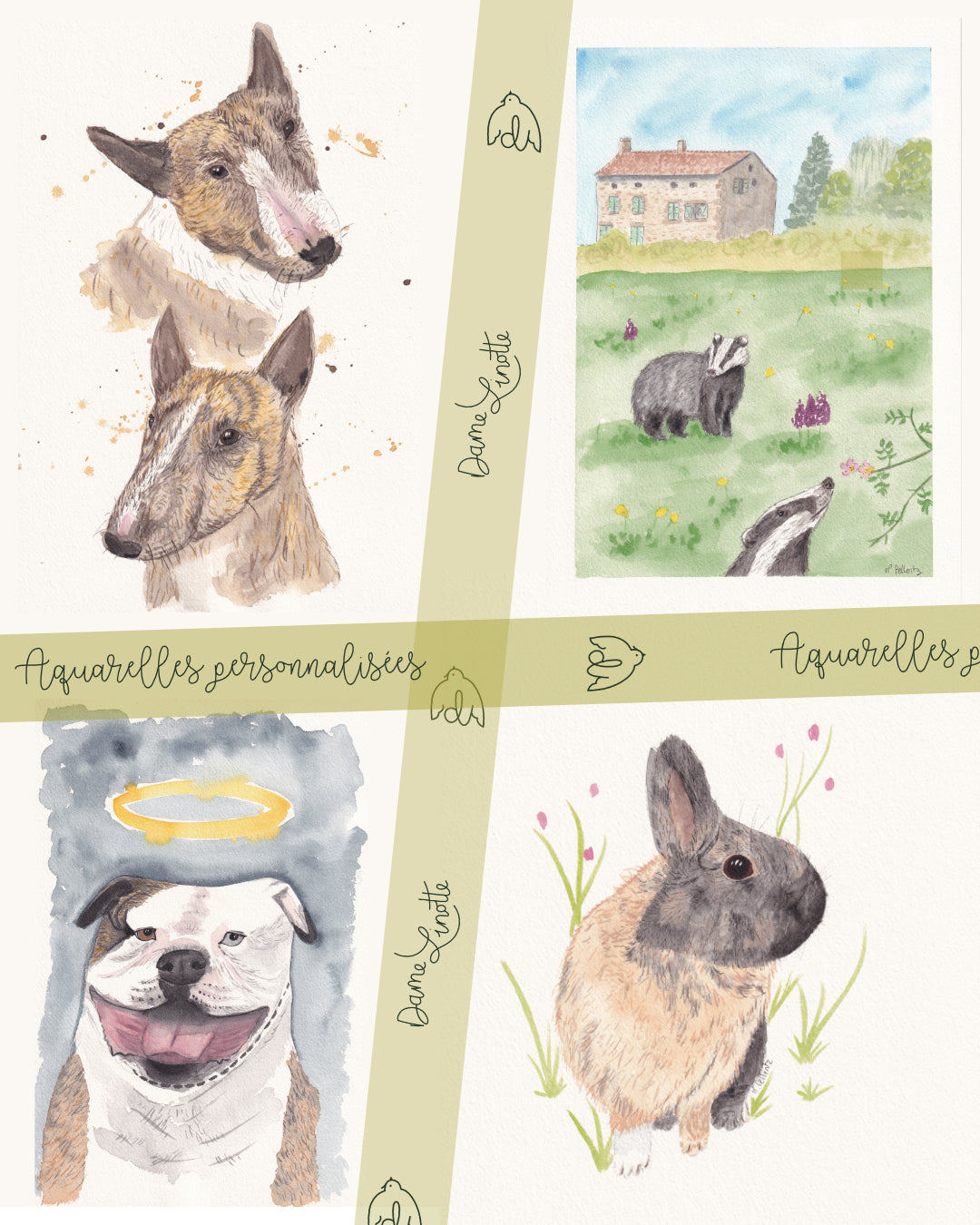 Aquarelle personnalisée 1 animal