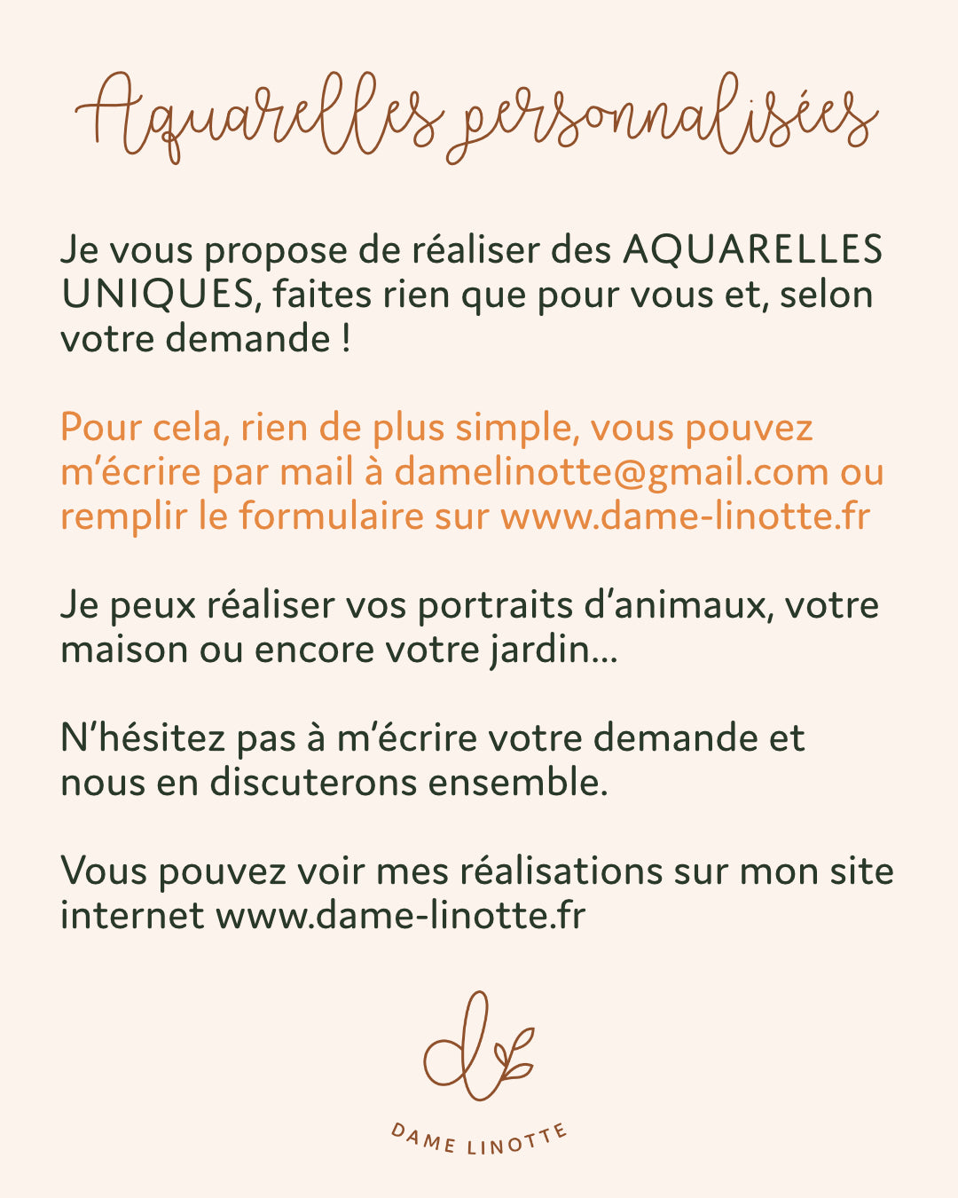 Aquarelle personnalisée 1 animal