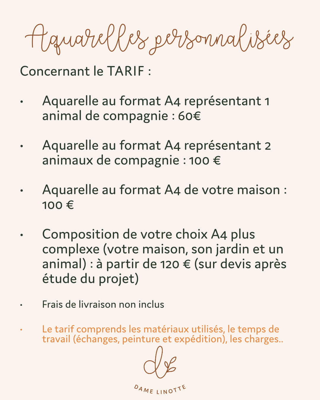 Aquarelle personnalisée 1 animal