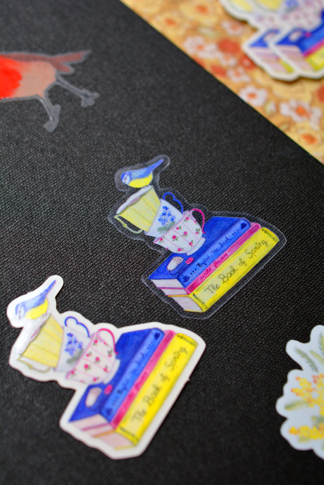 sticker mesange livres tasses