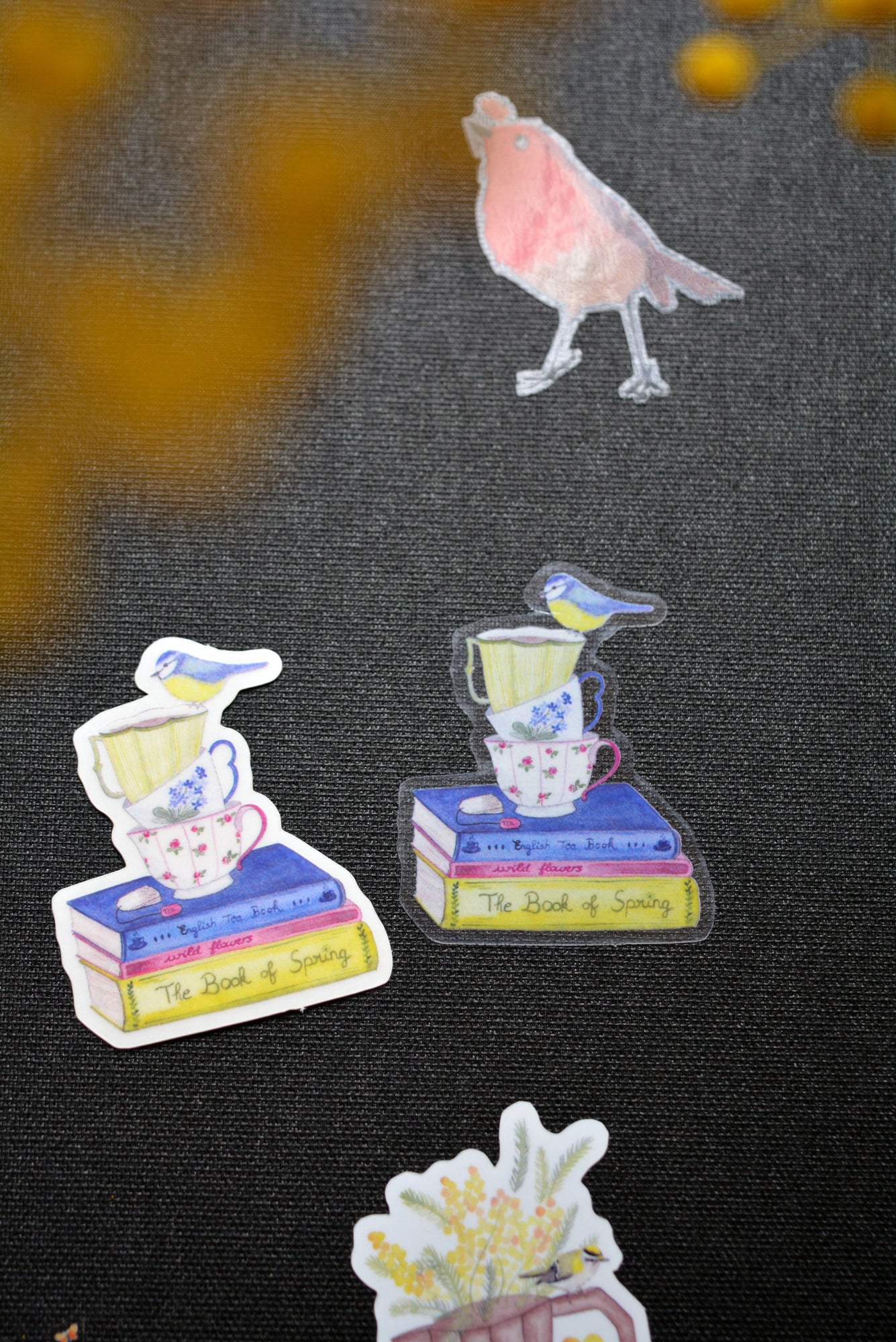 sticker mesange livres tasses