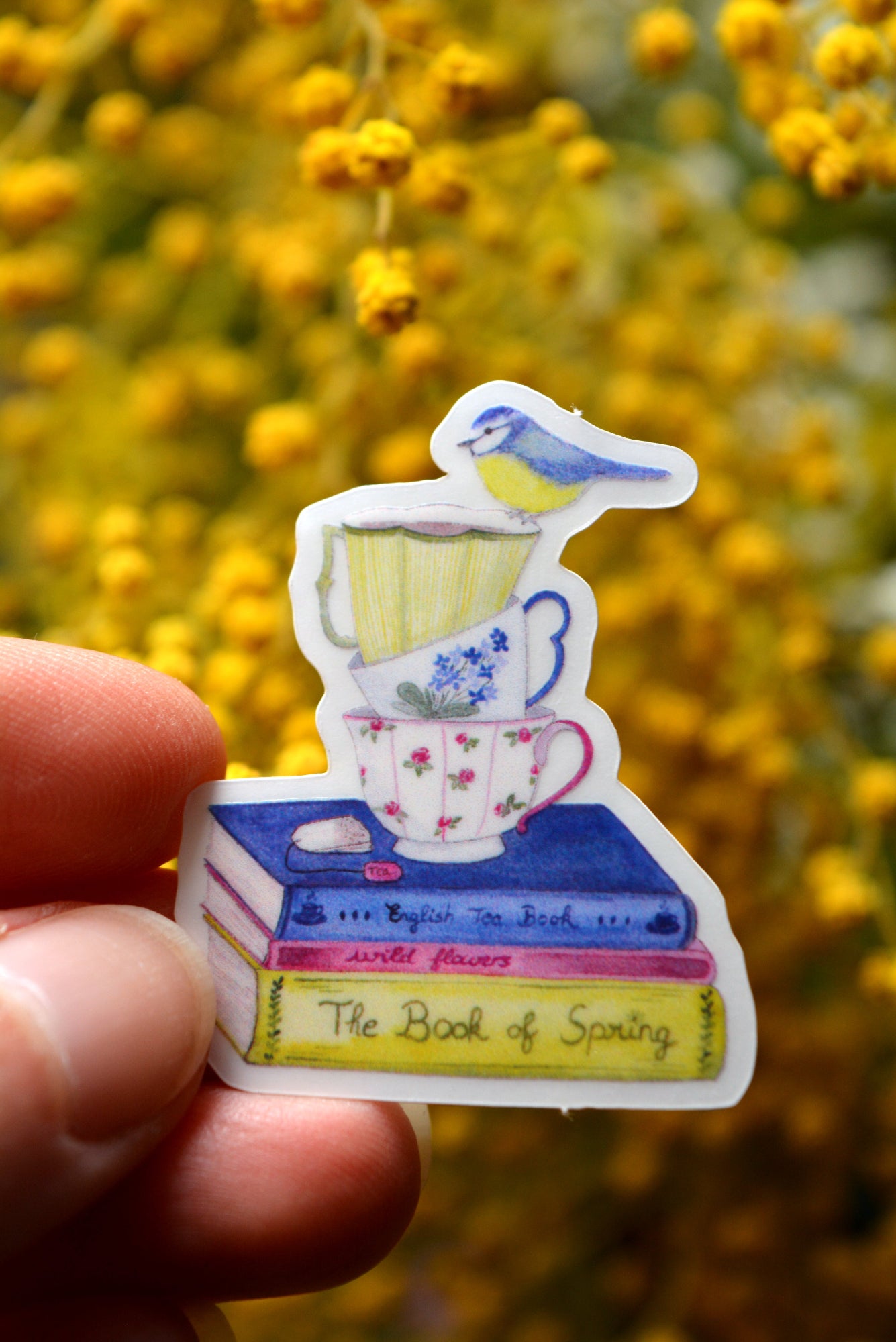 sticker mesange livres tasses