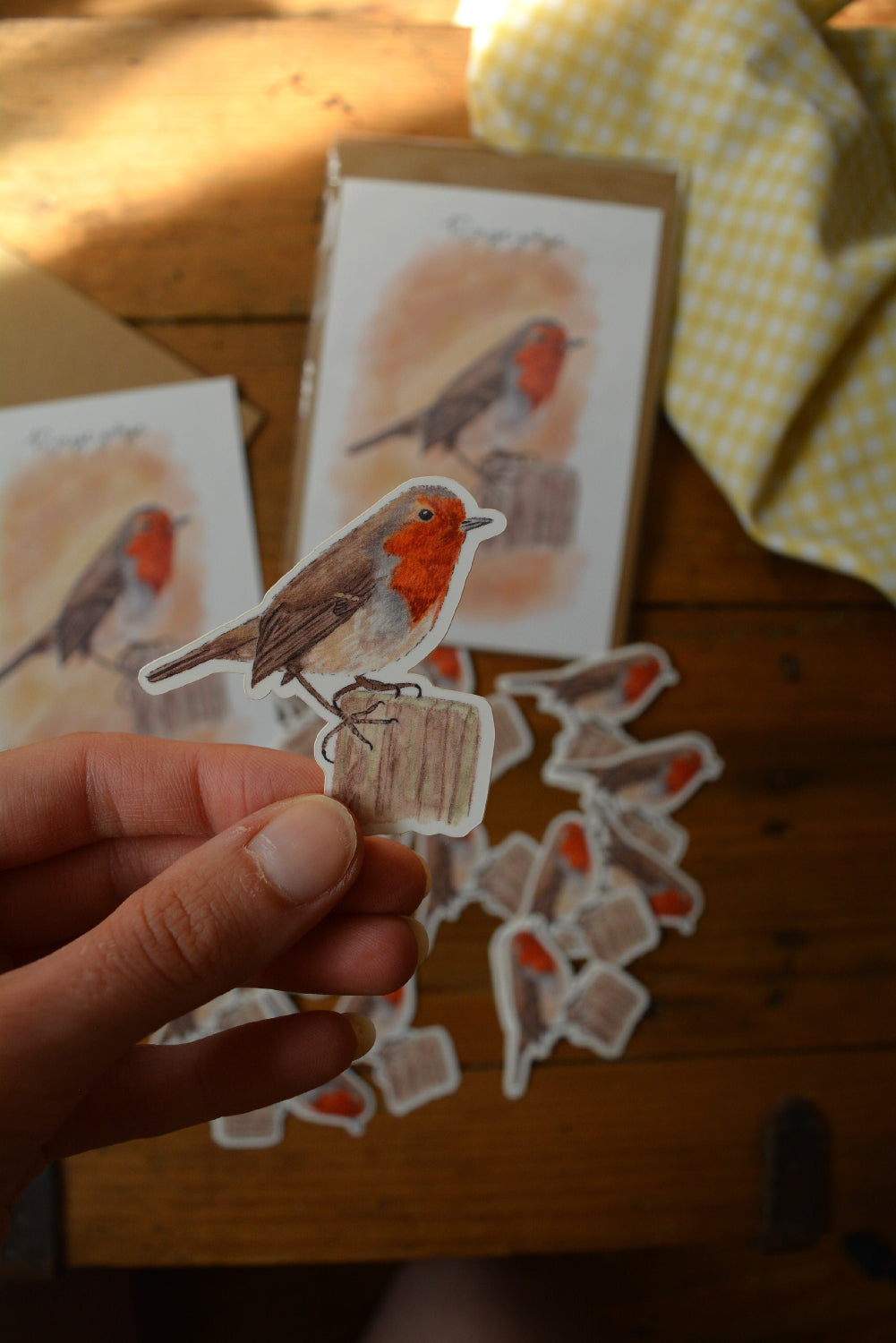autocollant rouge gorge découpé à la forme